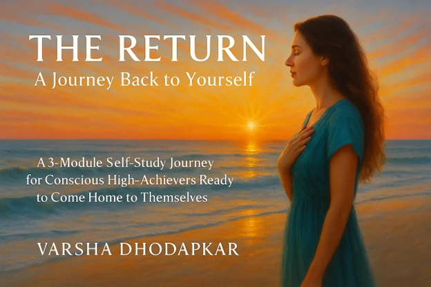 The Return audio course promotional poster featuring Varsha Dhodapkar
